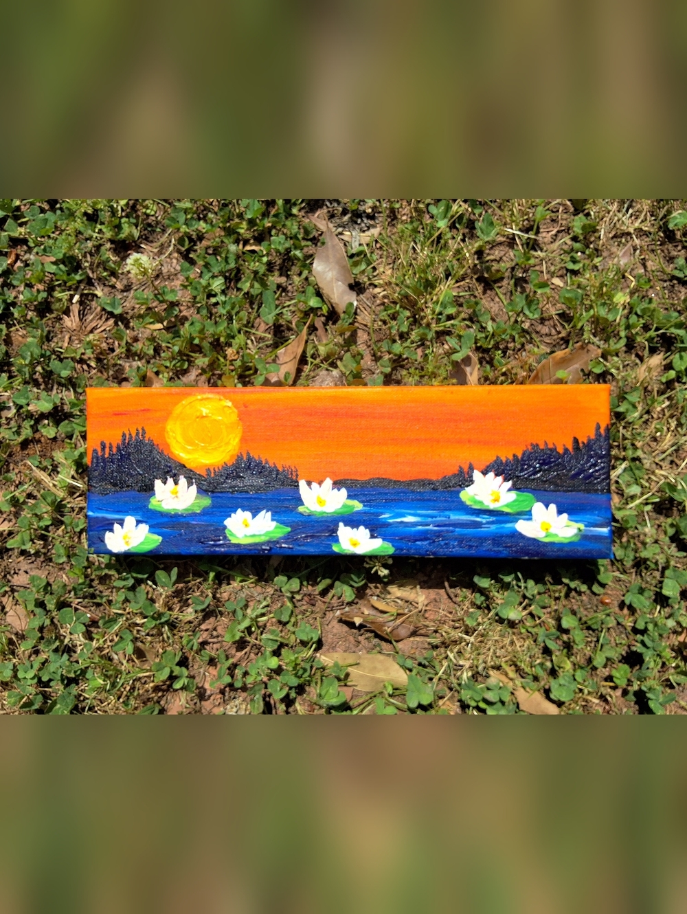 "Sunset Waterlillies" Original Artwork Created By Brea Marie 4in X 12in
